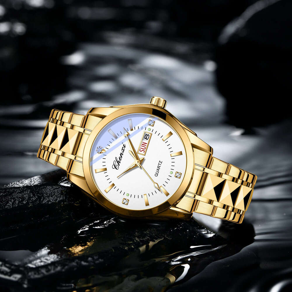 Luxury Business Watch Transparent Classic Business Men's Dual Calendar Luminous Waterproof Quartz Watch High end designer watches Multi-functiona