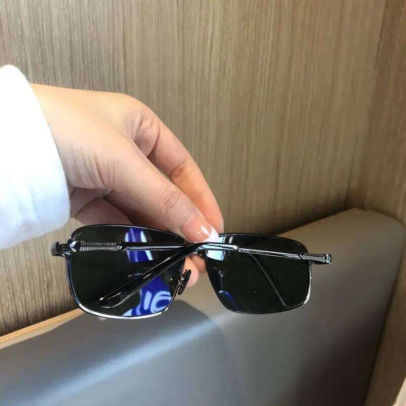2025 New Men Crystal Glass For Driving Big Face UV400 Green Sunglasses Metal High-quality Double Beams Y260207