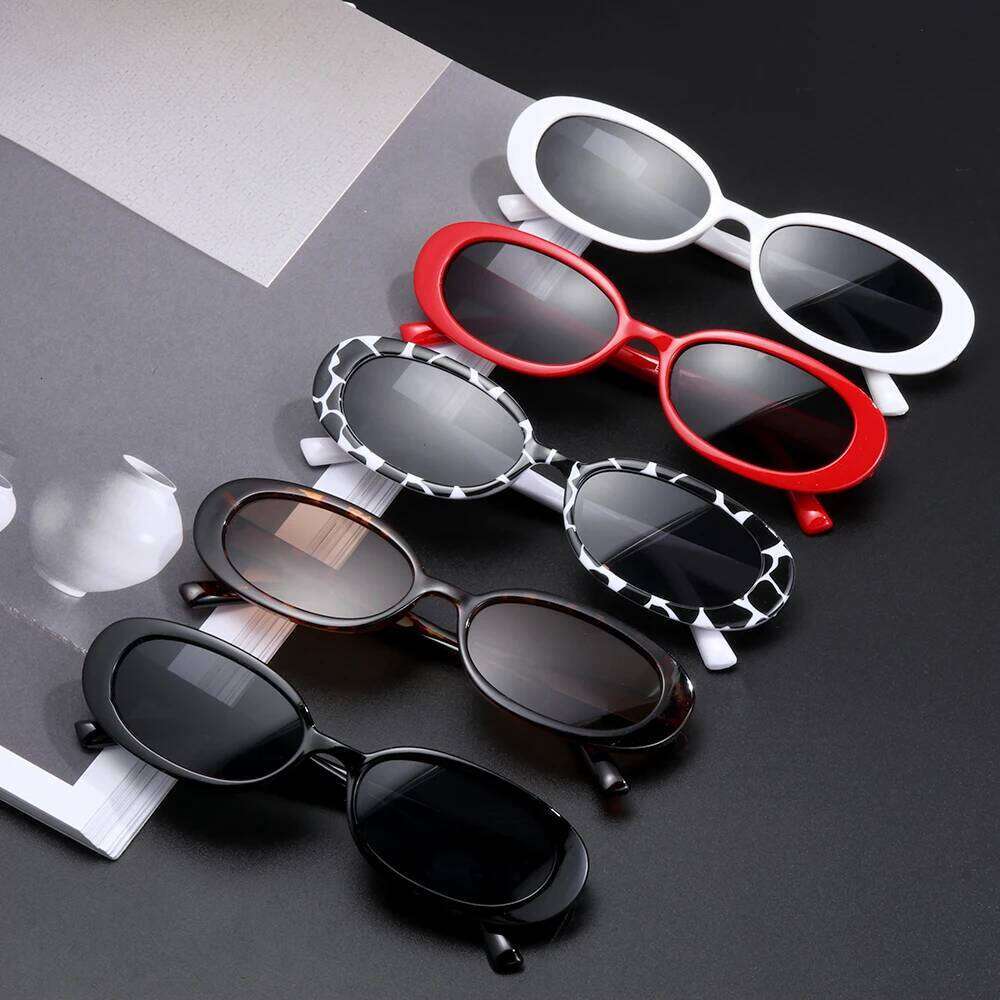 Retro Small Oval Frame Sunglasses Women Black Cow Color Sun Glasses Fashion Shades Polarized Eyewear UV400 Y260207