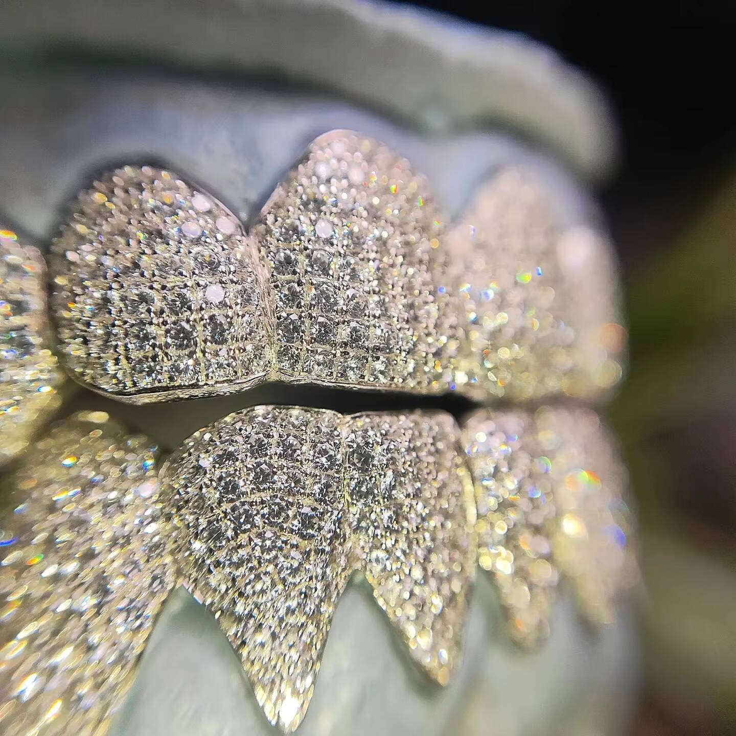 Custom 925 Sterling Silver Custom Made Personalized Vvs Vvs1 Moissanite Diamond Hiphop 14K White Gold Iced Out Grillz Bling