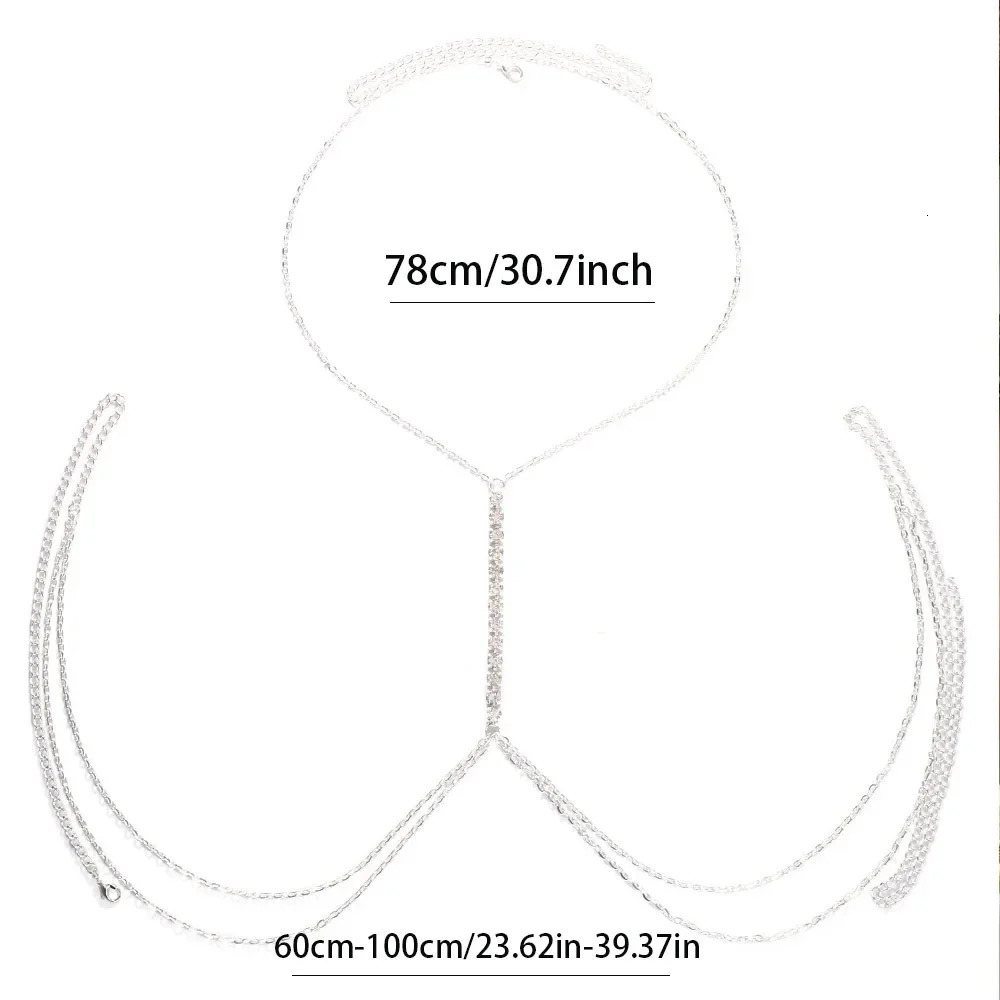 Simple Chest Chain Jewellery Harness Rhinestone Bra Bikini for Women Belly Waist Chain Body Sexy Lingerie Top Gift 260120