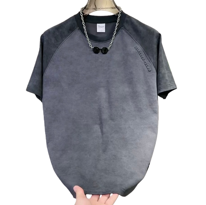 Men's T-Shirts 2026 Summer Casual Men's short-sleeved T-shirt Fashionable Letters Stamped Round Neck Pullover Top