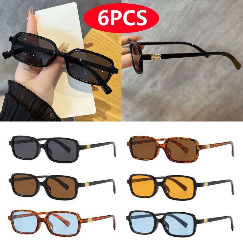 4pcs/6pcs New Small Square Sunglasses Sets Women Retro Eyeglasses Minimalist Style Design Sunshade UV400 Glasses Unisex Y260207