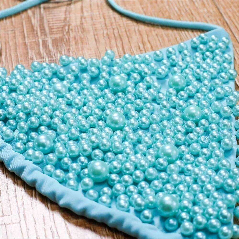 Pearl Bikini String Thong Swimsuit Kawaii Y2K Swimwear Trend Women Two Piece Bathing Suit Beachwear Bikinis Set Vacation Outfits C260207