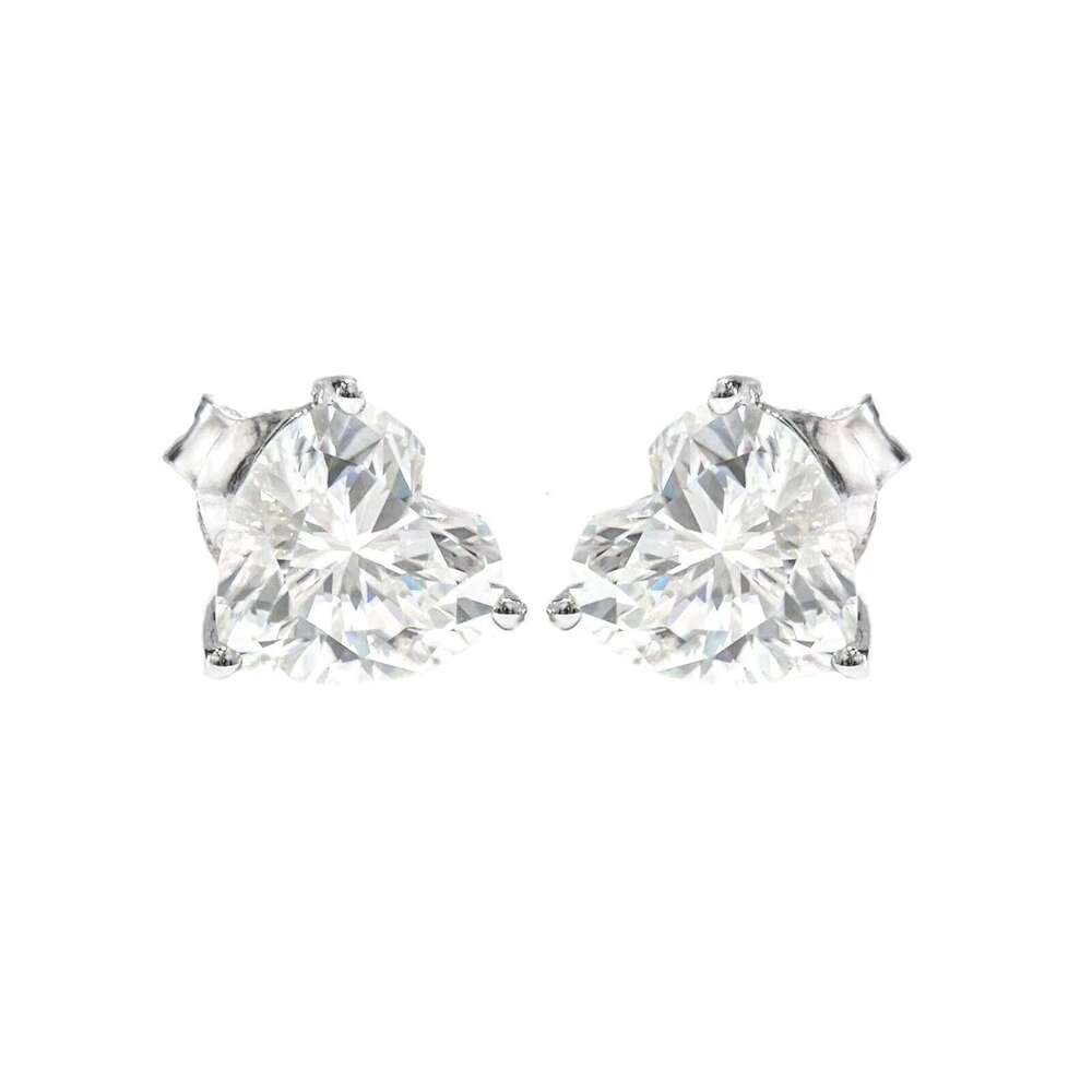 DEYIN 2Ct Stud Luxury Heart Vvs Moissanite Diamond Hip Hop Silver 925 Jewelry Factory Studs Earrings