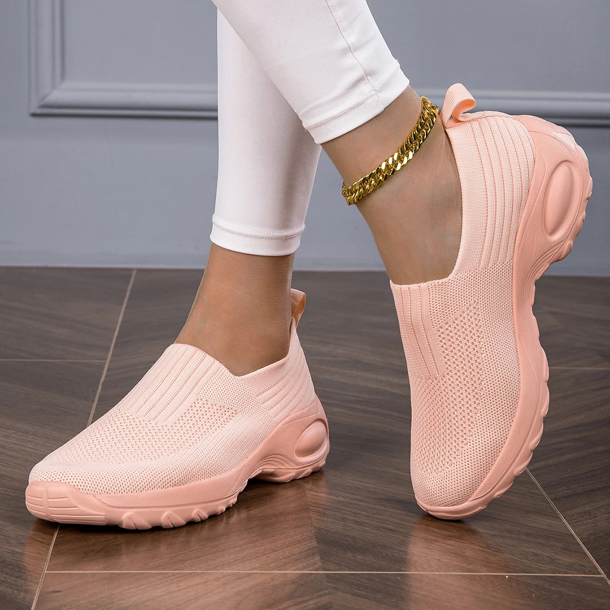 Spring Style Breathable Mesh Upper Comfortable EVA Insole Versatile Autumn Womens SlipOn Flat Casual Sports Shoes 260208