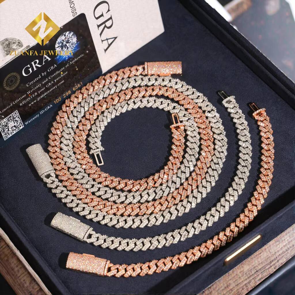 Hot Sale 925 Silver Cuban Link Chain VVS GRA Certificate 8MM Iced Out Hip Hop Moissanite Necklace Fashion Accessory
