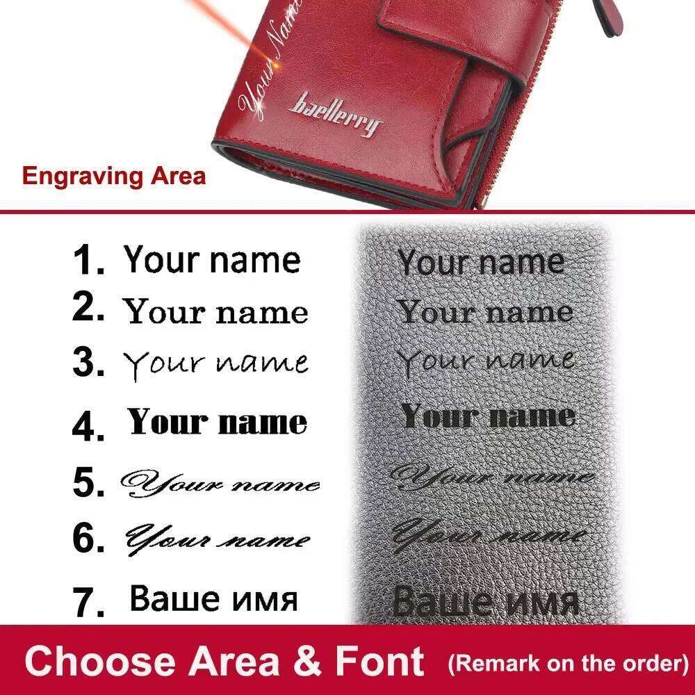 Baellerry New Large Capacity Women Name Engraving High Quality Card Female Purses Coin Holder Wallets For Girls Y260206