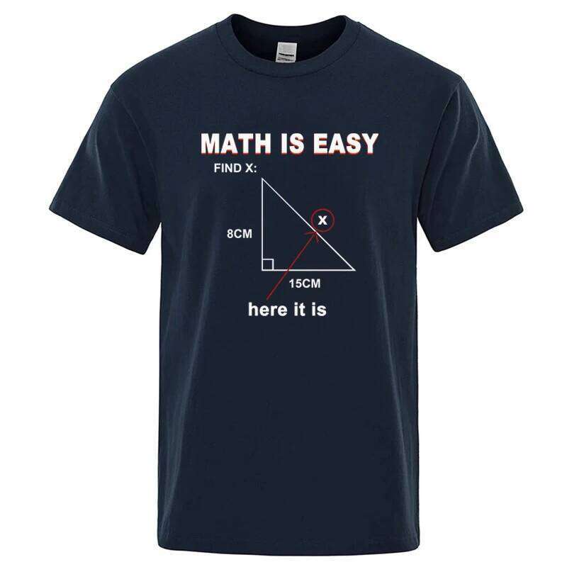 Men's High Quality 100% Cotton Casual Funny Math Print Cool Loose O-neck T Shirt for Men Short Sleeve T-shirt Male Tops C260207
