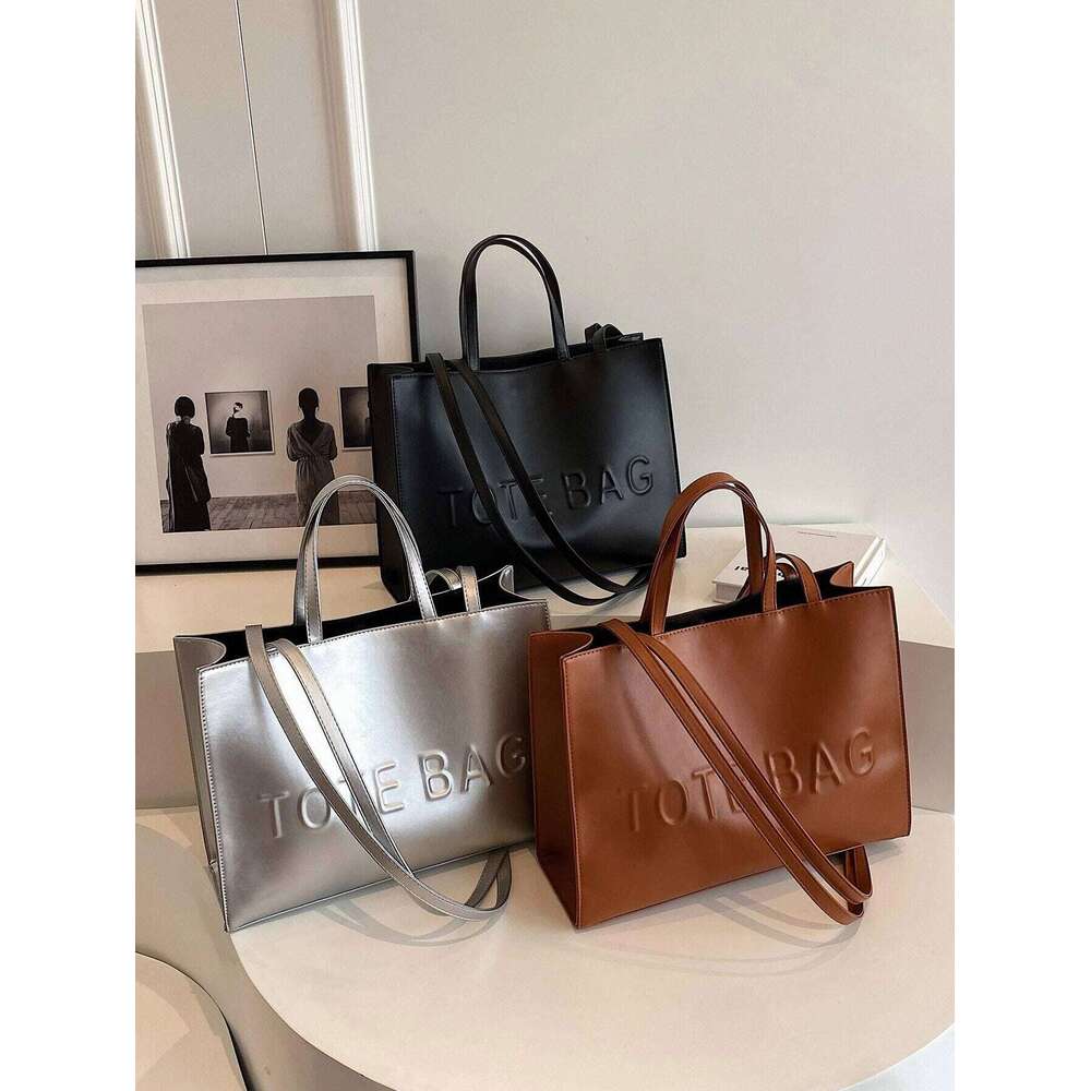 Large Capacity Fashionable Tote With Letter Print Fashion Solid Color Simple Crossbody Women Casual Handbag Shoulder Bag C260207