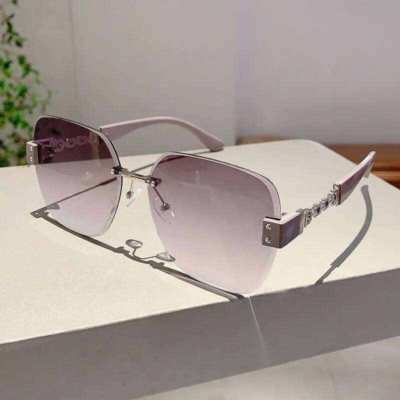 Unisex 2025 New Borderless Metal Chain Simple Fashionable Cool Versatile Luxury Brand High Quality Popular Sunglasses Y260207