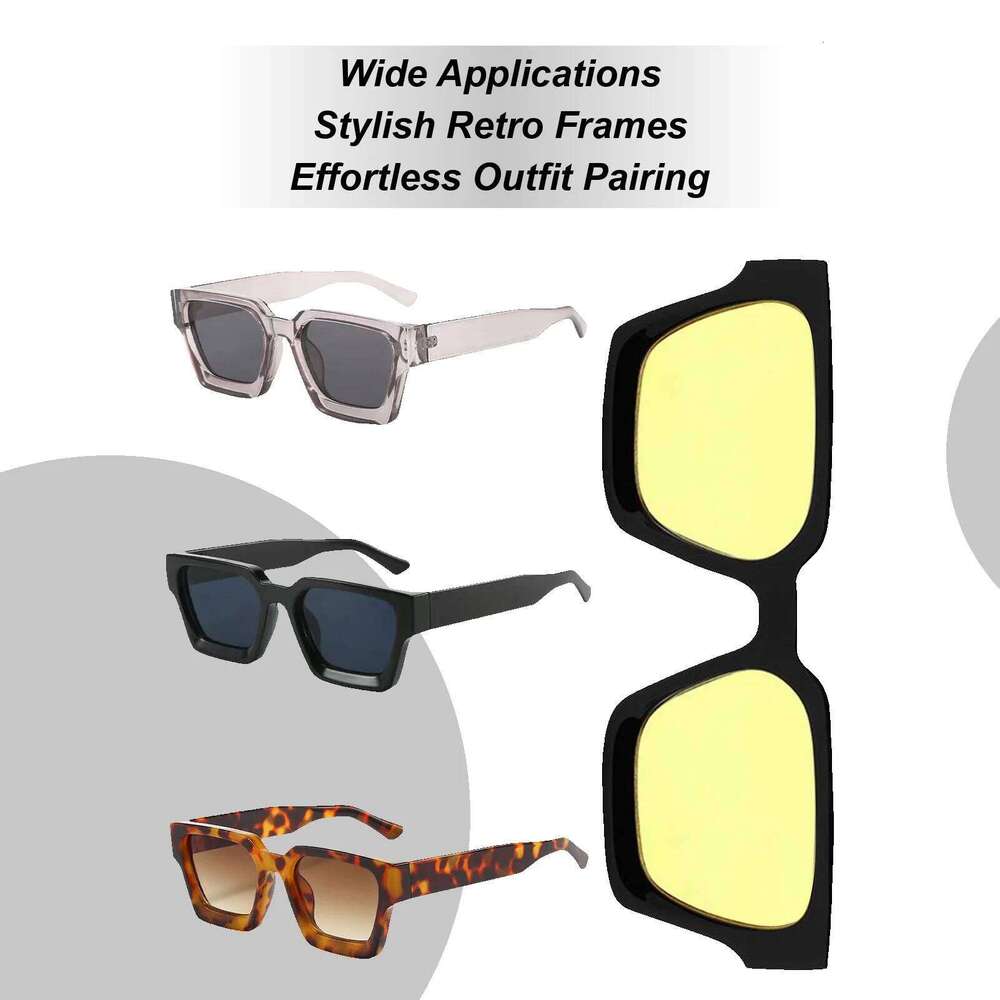 Women Vintage Glasses Ergonomic UV 400 Square Frame Sunglasses For Vacation Beach Driving Festival Y260207
