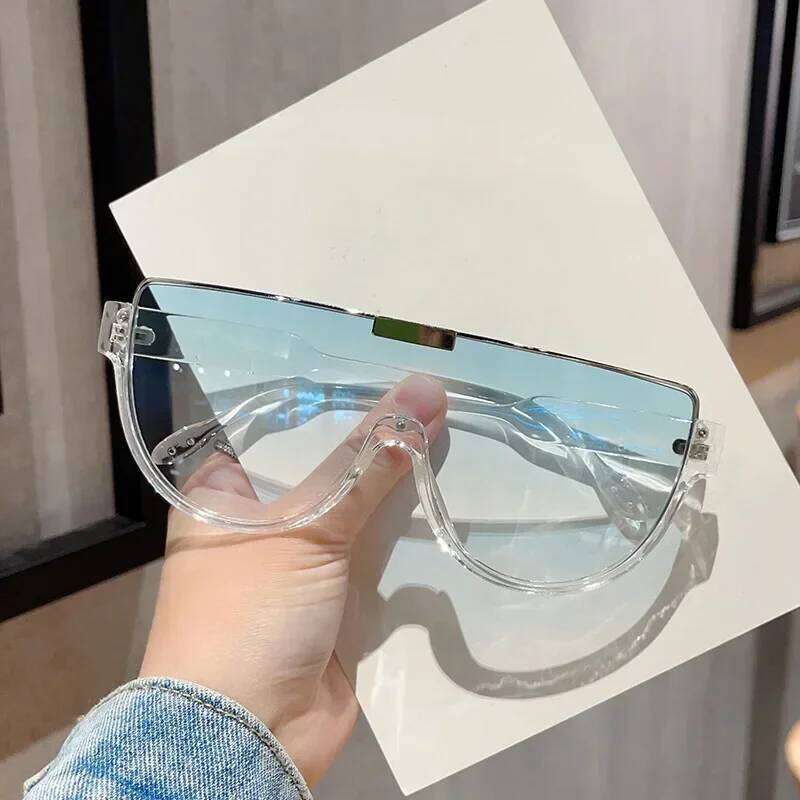 Vintage Semi-round Sunglasses Women Fashion Monoblock Outdoor Goggle Shades Ins Trending New Design UV400 Eyewear Y260207