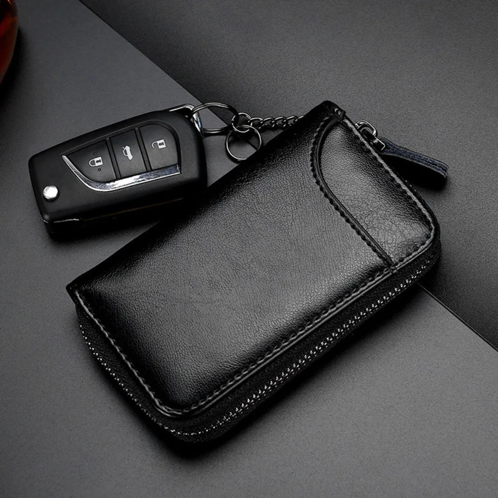 PU Leather Keychain Men Women Key Holder Organizer Pouch Split Car Key Wallet Housekeeper Case Mini Card Bag Key Organizer 260129