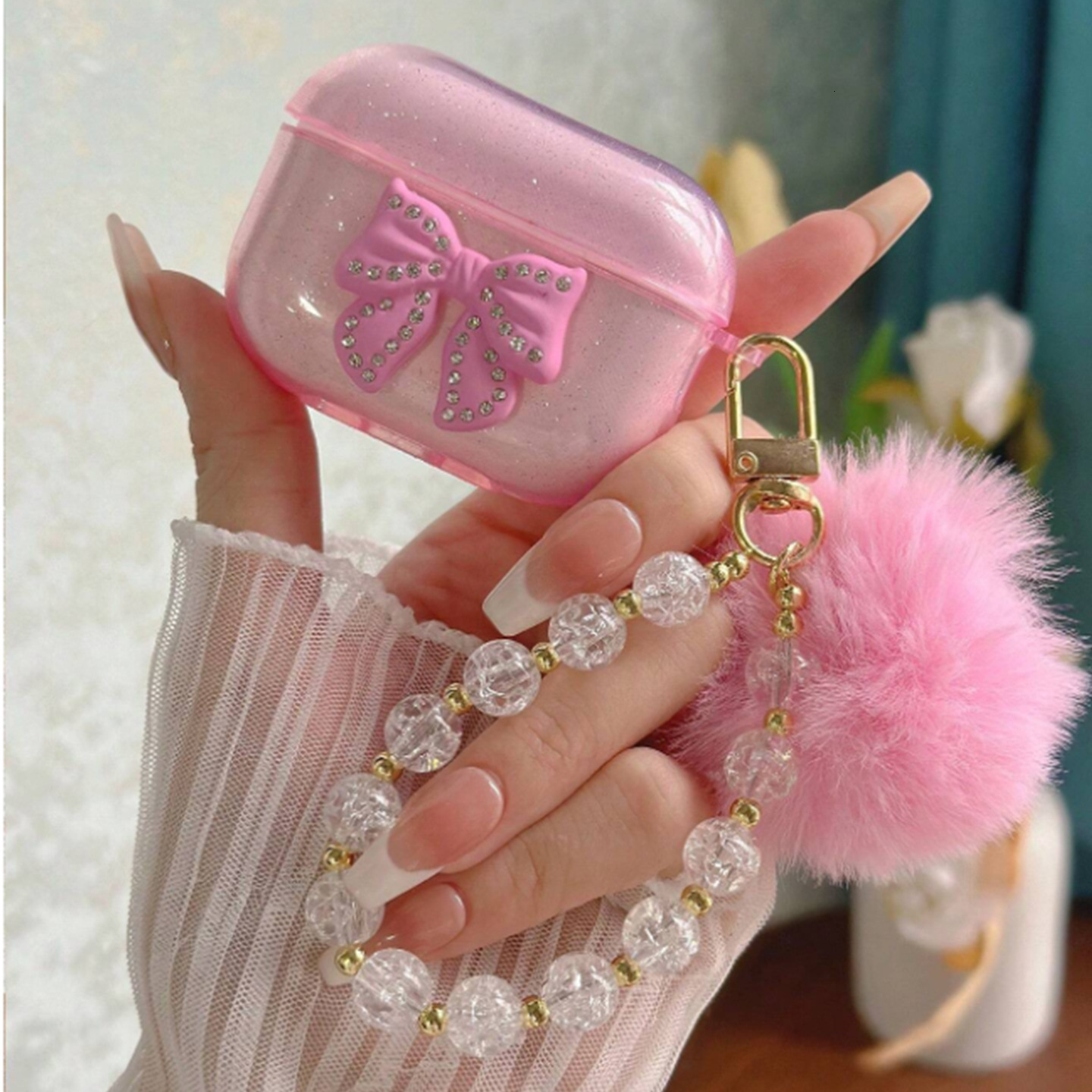 Diamond Bow Suitable for Apple AirPods 23 Generation Bluetooth Protective Case Anti-Scratch Earphone Shell