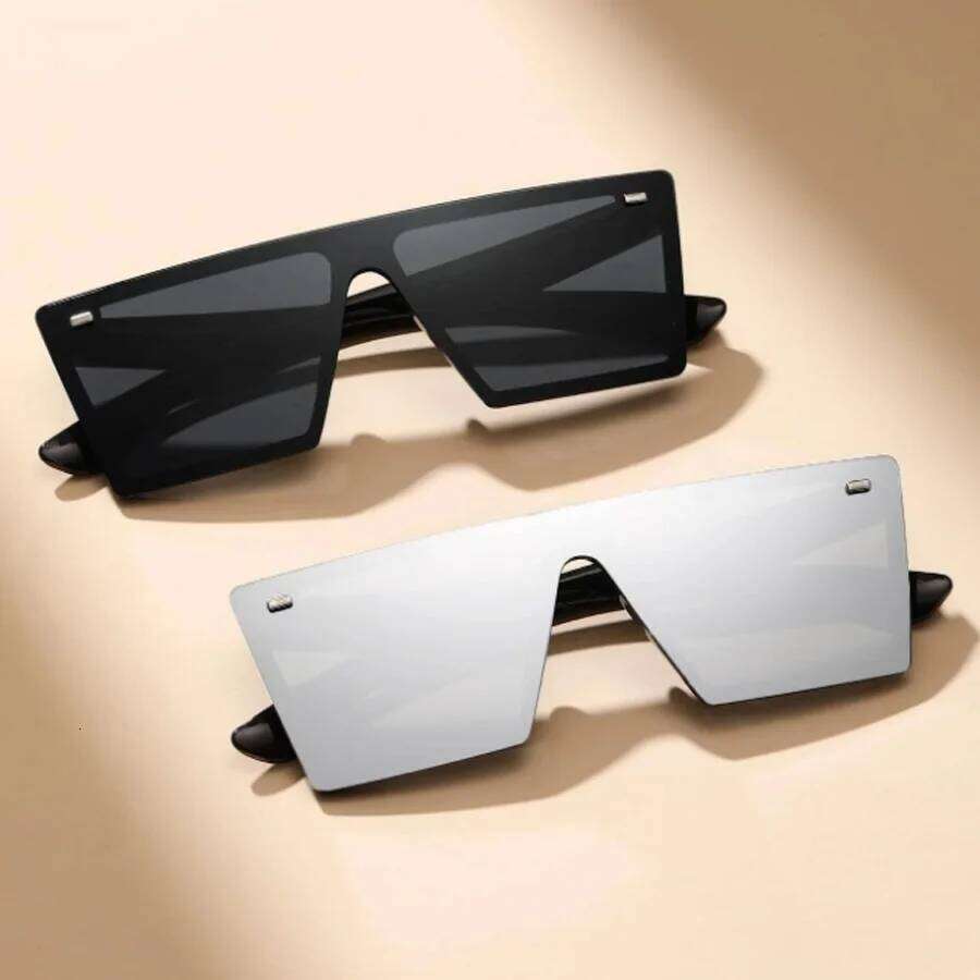 2PCS Oversized Square Frame Casual fashion Ladies Sunglasses retro Style Y2K Street Beach Decoration Glasses Y260207