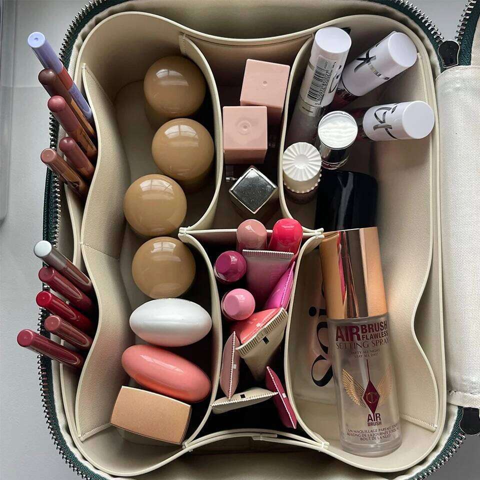 Customized name pu leather cosmetic with zoned storage large capacity toiletry bag for autumn and winter new products Y260206