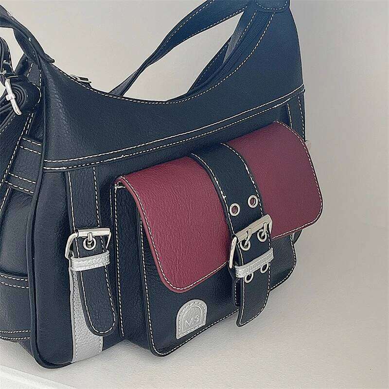 Patchwork Shoulder Bags For Women Soft Pu Leather Crossbody Daily Shopping Messenger Street Cool Gilrs Armpit Bag Purses C260207