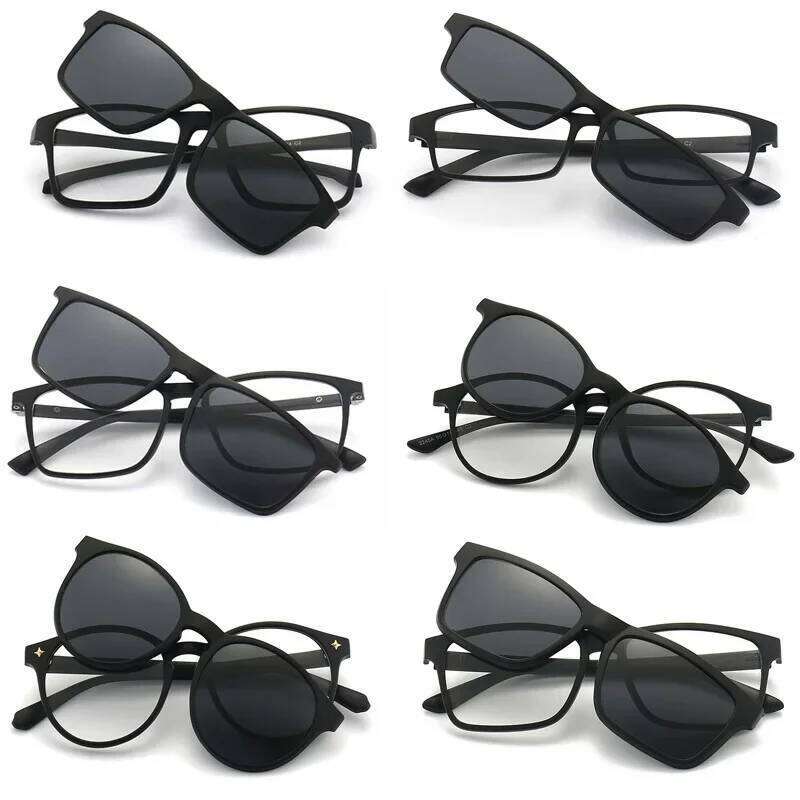 5PCS Magnetic Polarized Clip On Women Men Plastic Frame for Night Driving Sunglasses UV400 Y260207