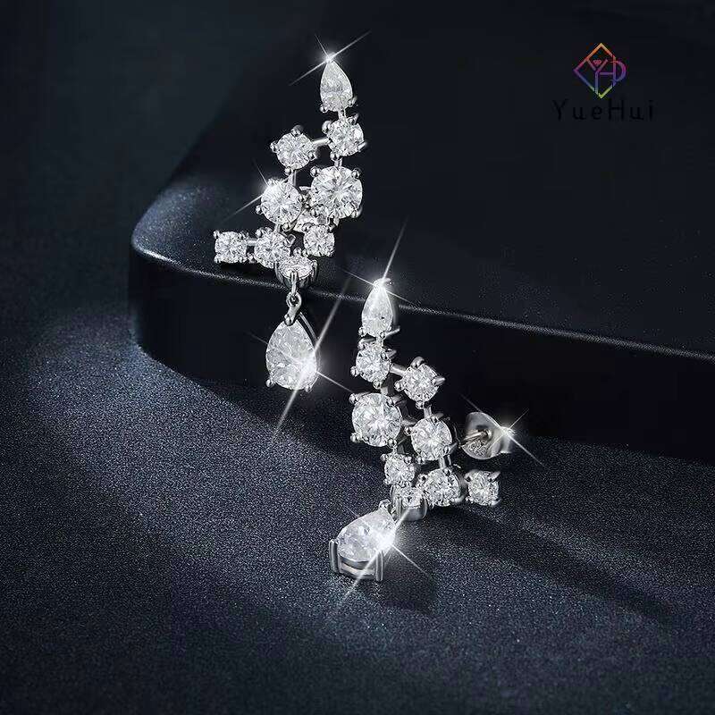 Jewellery Elegant Large Gra Certified 6.1Ct 5*8Mm Pear Cut 925 Sterling Silver Women All Moissanite Drop Earrings