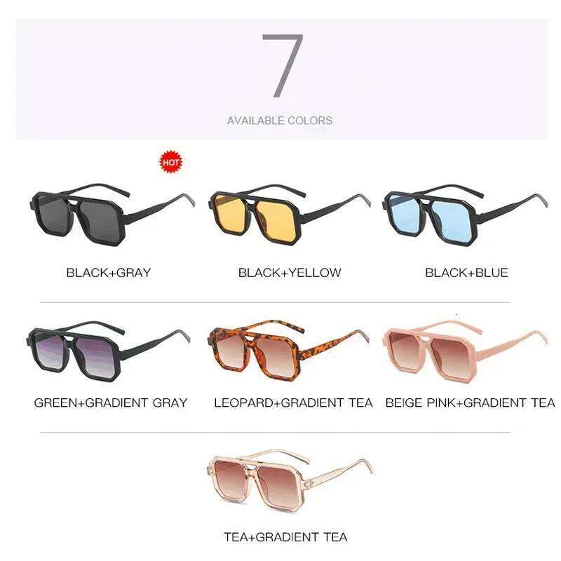 Retro Double Bridges Women Sunglasses Fashion Square Small Frame Simplicity Trend Gradient Sun Glasses Men Classic Black Eyewear Y260207