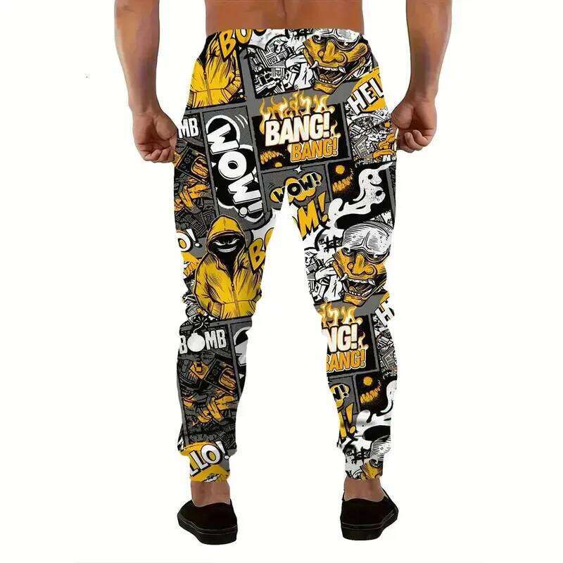 Winter Thick Warm Pants 2026 New Fashion 3D Flame Print Men Large Size Loose Casual Pocket Drawstring Sweatpants
