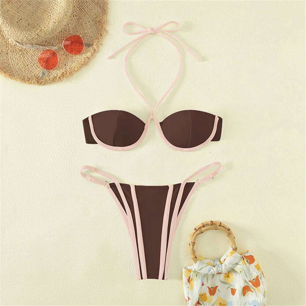 Leopard Print Bikini Push Up Swimsuit Backless Bandage Swimwear Women Micro Bath Suits Vacation Outfit Brazil Beach Tangas Mujer C260207
