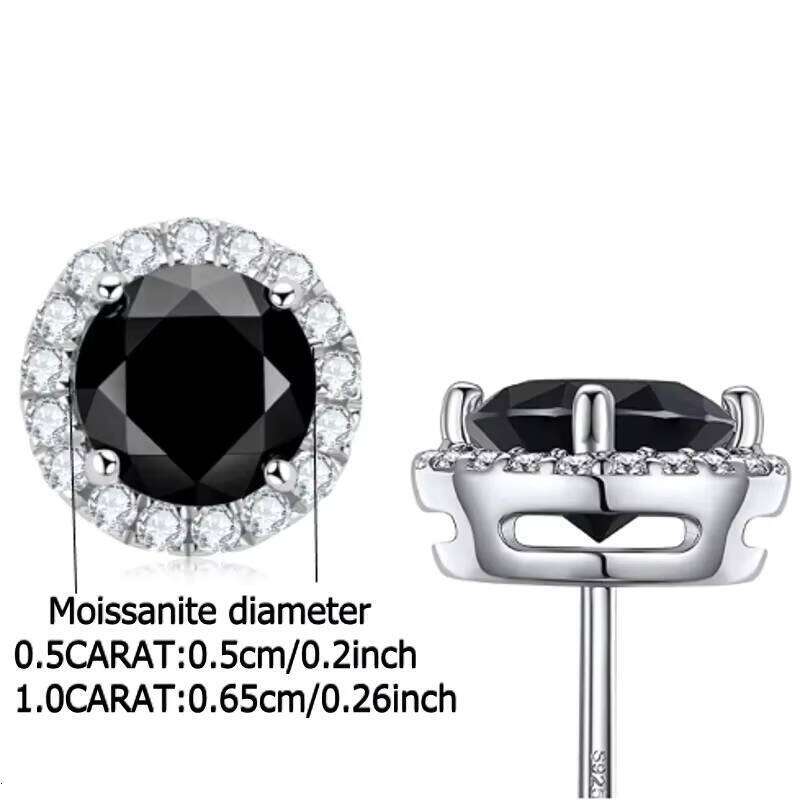 0.5-1 Carat 925 Sterling Silver Moissanite Earrings Women Fashionable Trendy Design Elegant Temperament Black Bag Luxury Niche