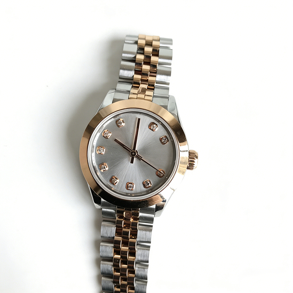 28MM Luxury Automatic Watch Womens Round Watches Top Quality Permanent Automatic Movement Luminous Gold Silver Stainless Steel Super Sapphire with Green Gift Box