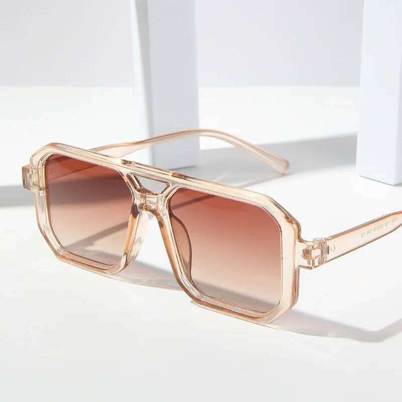 Vintage Sunglasses Women Men Square Big Frame Sun Glasses Female Brand Designer Retro Shades Fashion Double Beams Oculos De Sol Y260207