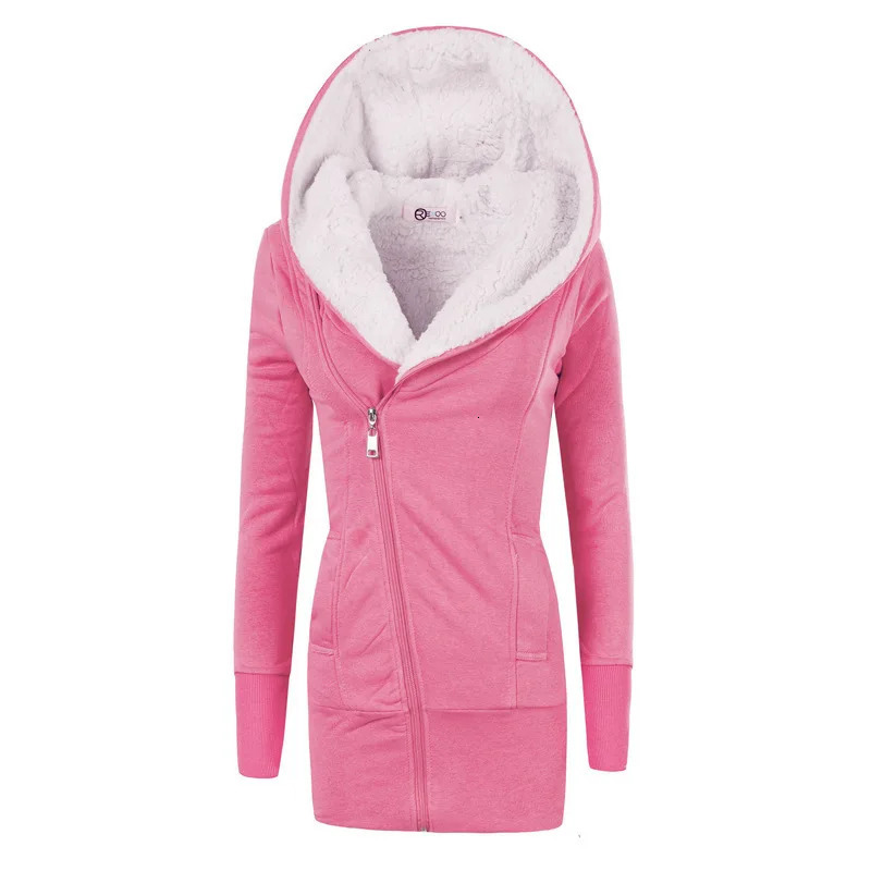 Thickened Lamb Velvet Hooded Long Sleeve Womens Cardigan Autumn Winter Style MidLength OpenShirt Warm Sweatshirt 260126