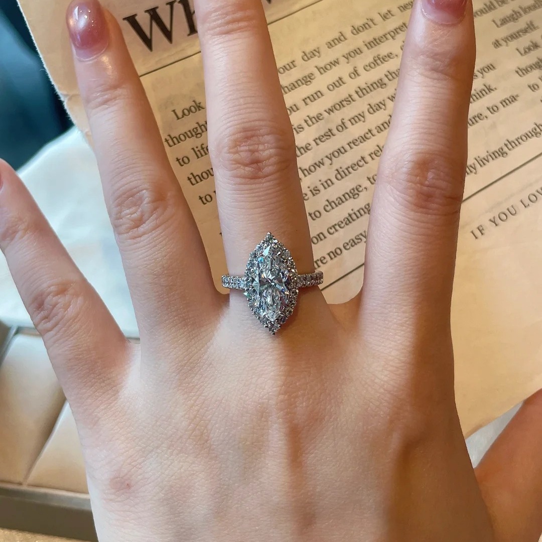Choucong Sparkling Wedding Rings Luxury Jewelry 18k White Gold Fill Marquise Cut White 5A Zircon CZ Diamond Gemstones Elegant Eternity Engagement Band