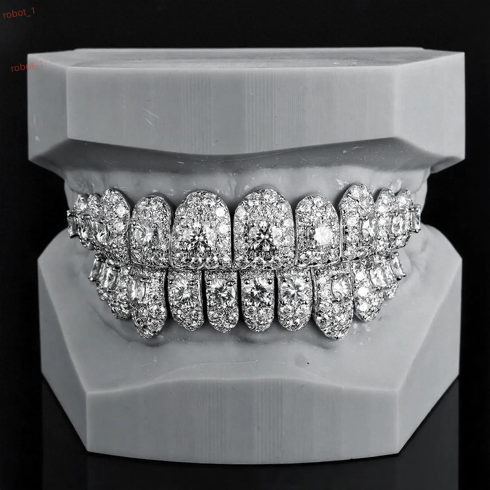 Moissanite Iced Out Grillz 925 Silver Rhodium Plated Luxury Custom Fit Unisex Teeth Grill Statement Smile Jewelry Silver Grillz