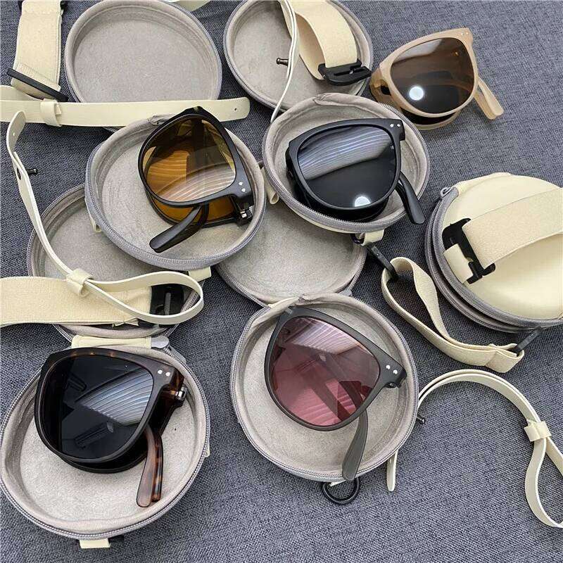 New Fashion Folding Sunglasses Brand Designer UV400 Eyewear Lady Retro Sun Glasses Women's Goggles Y260207