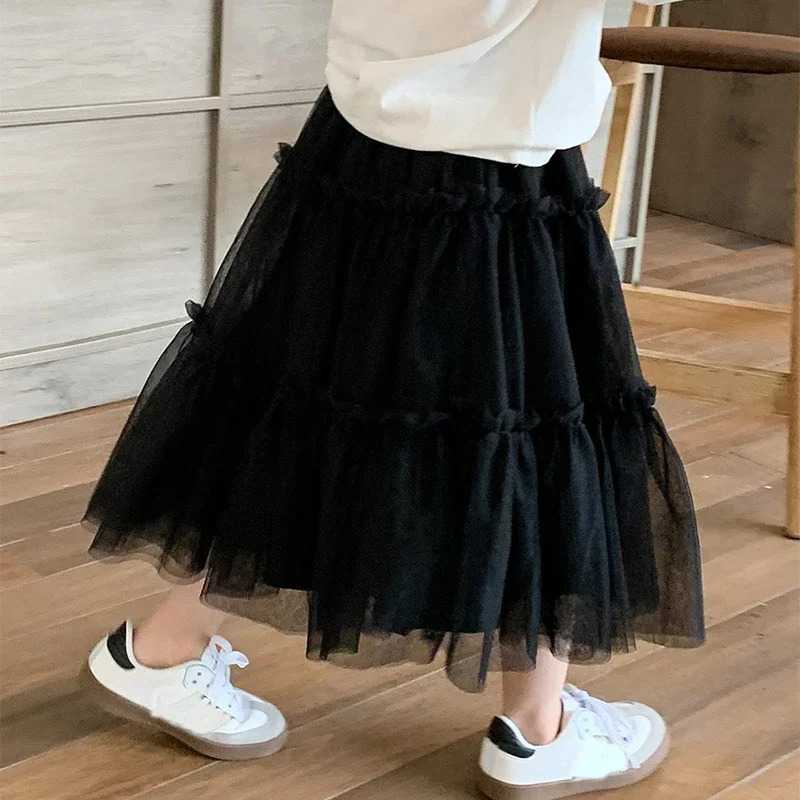 Spring Girls Skirts Childrens Trendy Versatile Large Skirt Hem Gauze Medium And Small Fluffy Mesh Half 260207