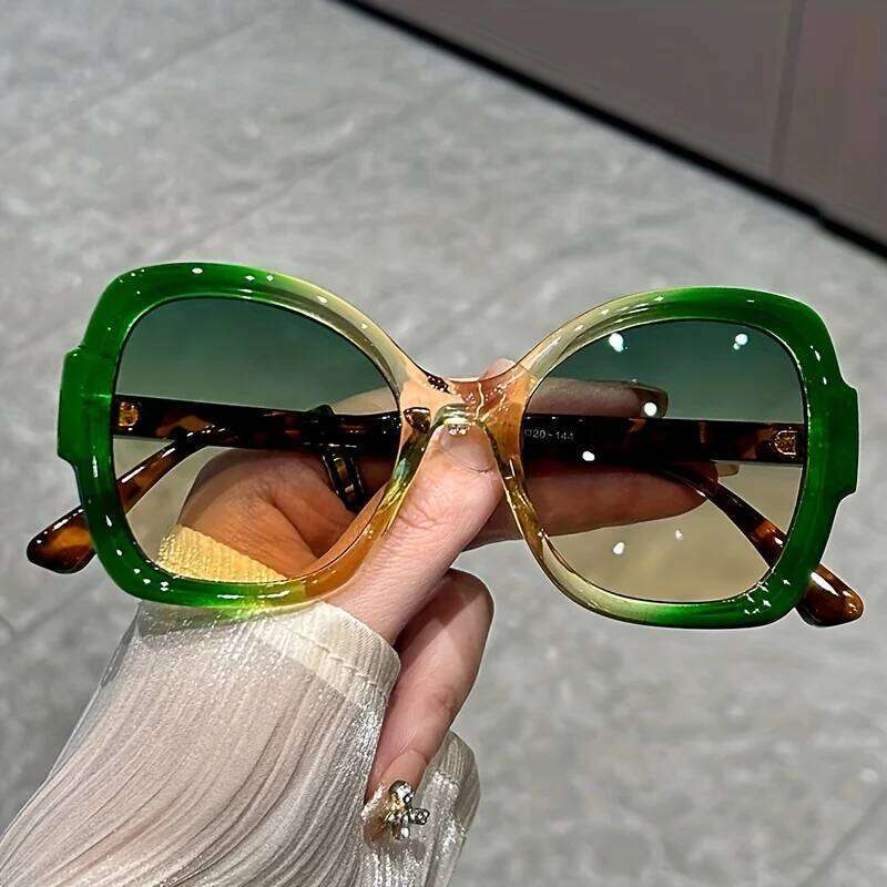 Y2K Oversized Oval Fashion Sunglasses with Green Jelly Frame - Anti-Reflective Lenses,, Perfect for Hiking, Sports & Parties Y260207