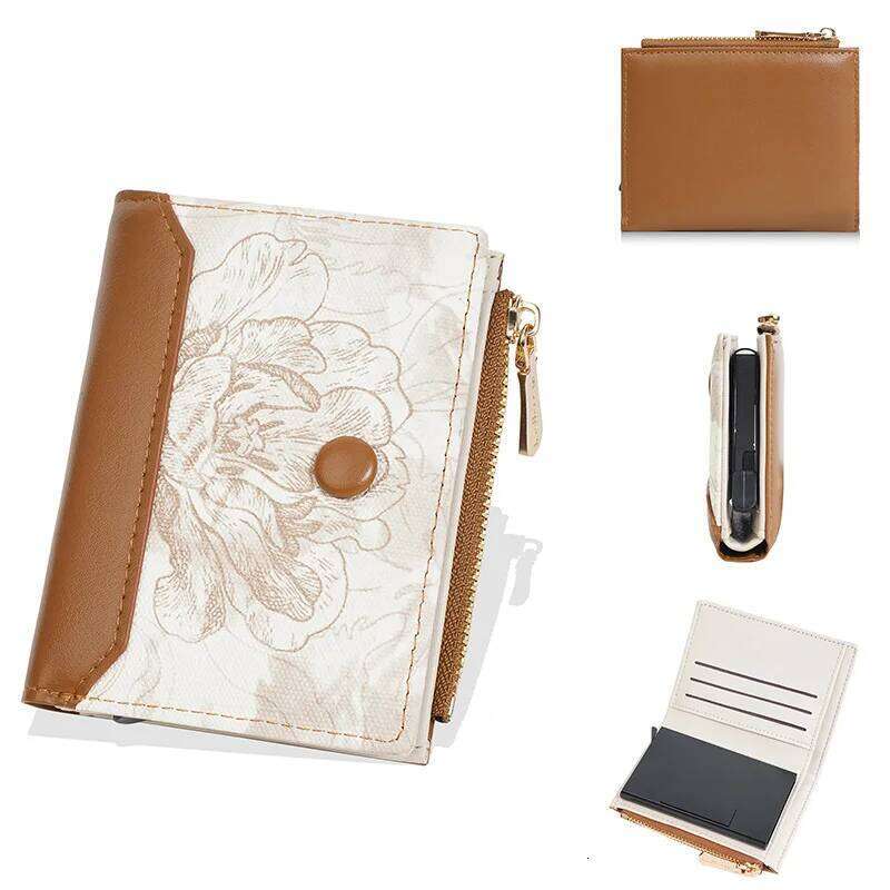 New Multi-Functional Flower Print Small Money Clip Multi-Slot Short ID Wallet For Women Card Holder Y260206