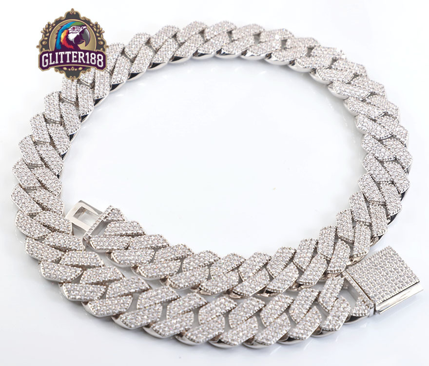 2026 Hot Sale Mans Cuban Chain 15mm 18mm S925 Silver Necklace Ice Out Moissanite Bling Jewelry Cuban Link Chain