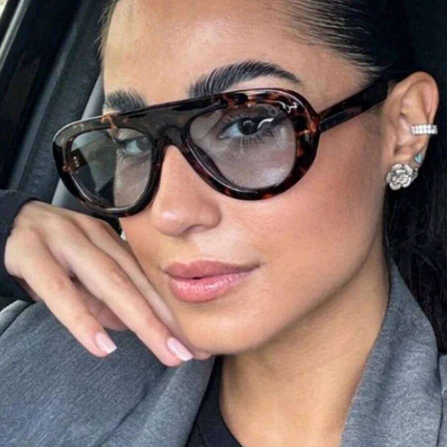 Y2K Retro Pilot For Women Sunglasses Trendy Leopard Print Glasses Vintage Unisex Eyewear Men Bold Fashion Accessories Y260207