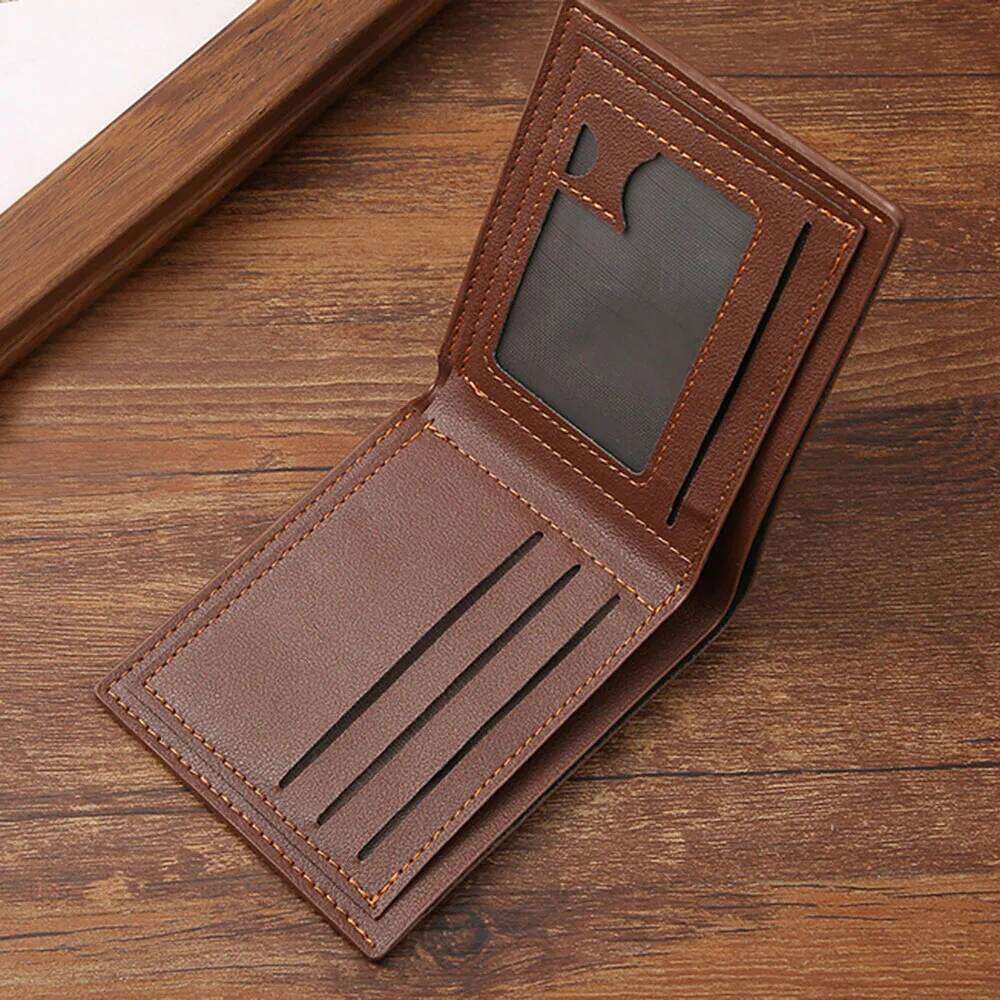 Lychee Texture Leather Clip Short Men'S Coin Wallet Business-Style Cash Money Purse Multi Patchwork Card Slot Holder Y260206