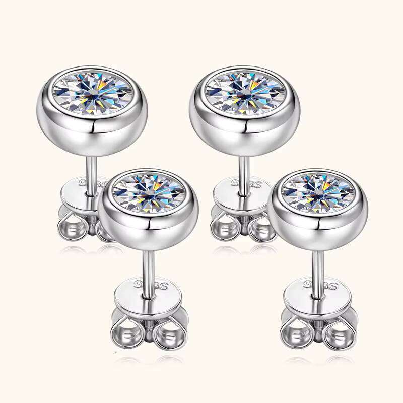 1.2 Carat Round Moissanite Earrings S925 Silver Bubble Simple Fashion Ear Women Stud Jewelry For Lovers