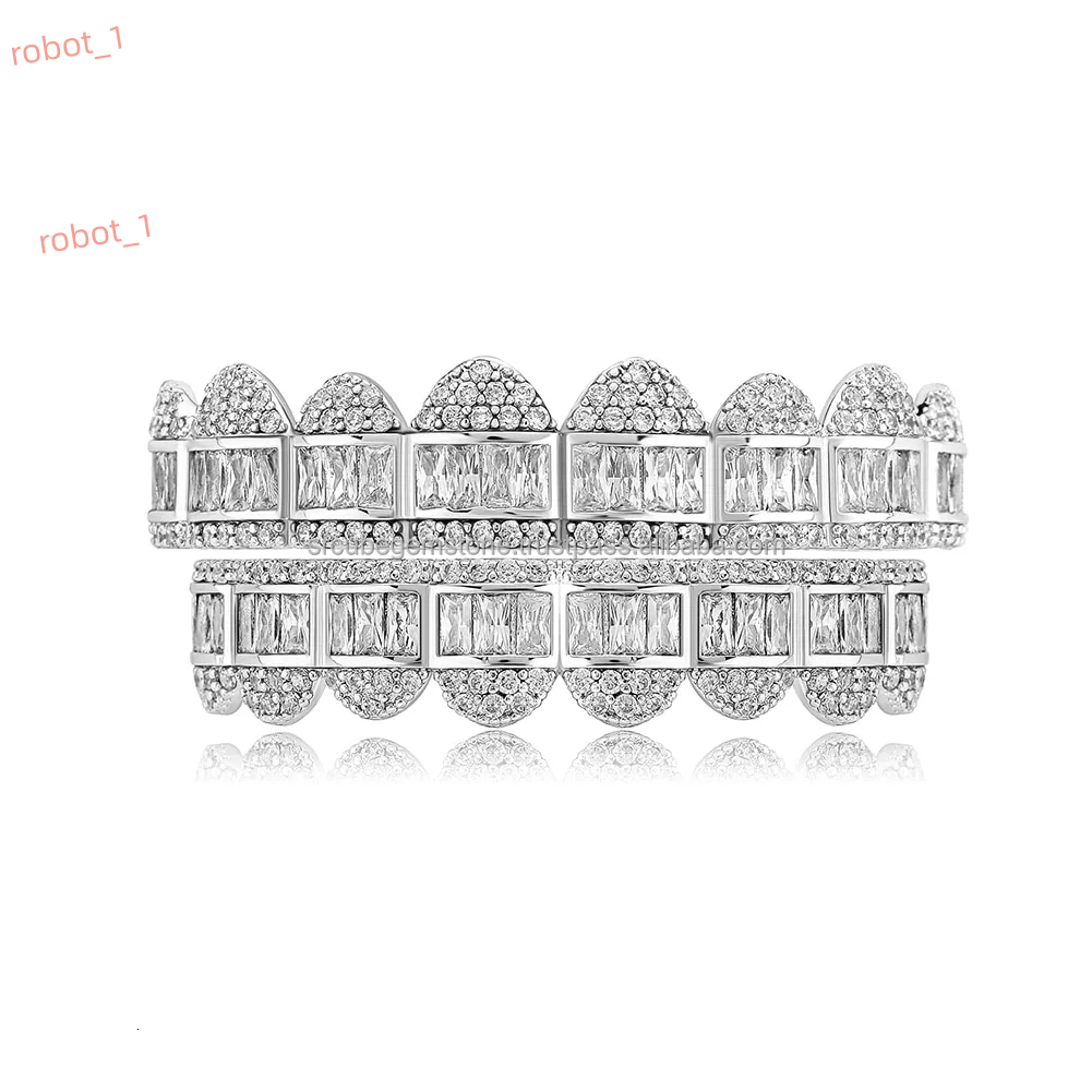 Customize 14kt White Gold Iced Hip Hop Grillz Fully Sparkling Brilliant Cut VVS Clarity Moissanite Diamonds Gifts Engagements