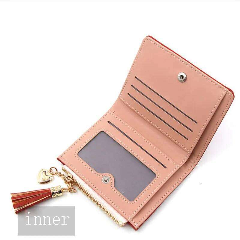 Heart Tassel Small Cute Wallet Short Leather Women Wallets Zipper Purses Portefeuille Female Purse Clutch Bag Y260206