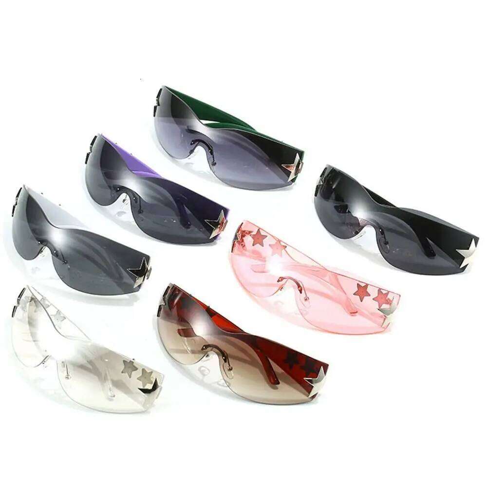 Cool Rimless Y2K Sunglasses Aesthetic UV400 Protection Shades Futuristic 2000S Accessories for Women Y260207