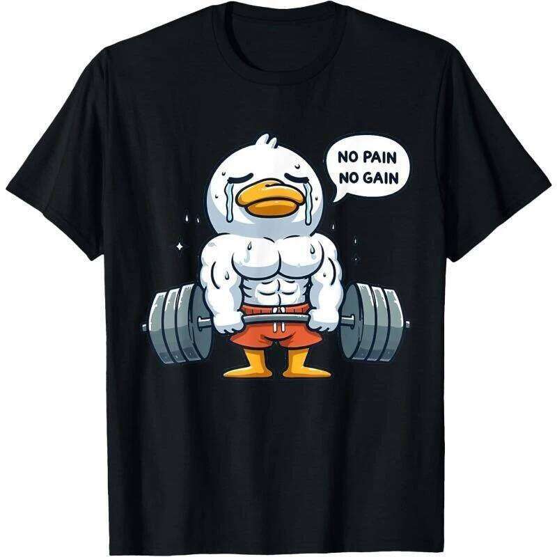 Funny Duck Fitness Black T-shirt For Men Fun Humour Text 3D Print Hip Hop Tee Shirts Summer Gym Sport Breathable Fashion Top C260207