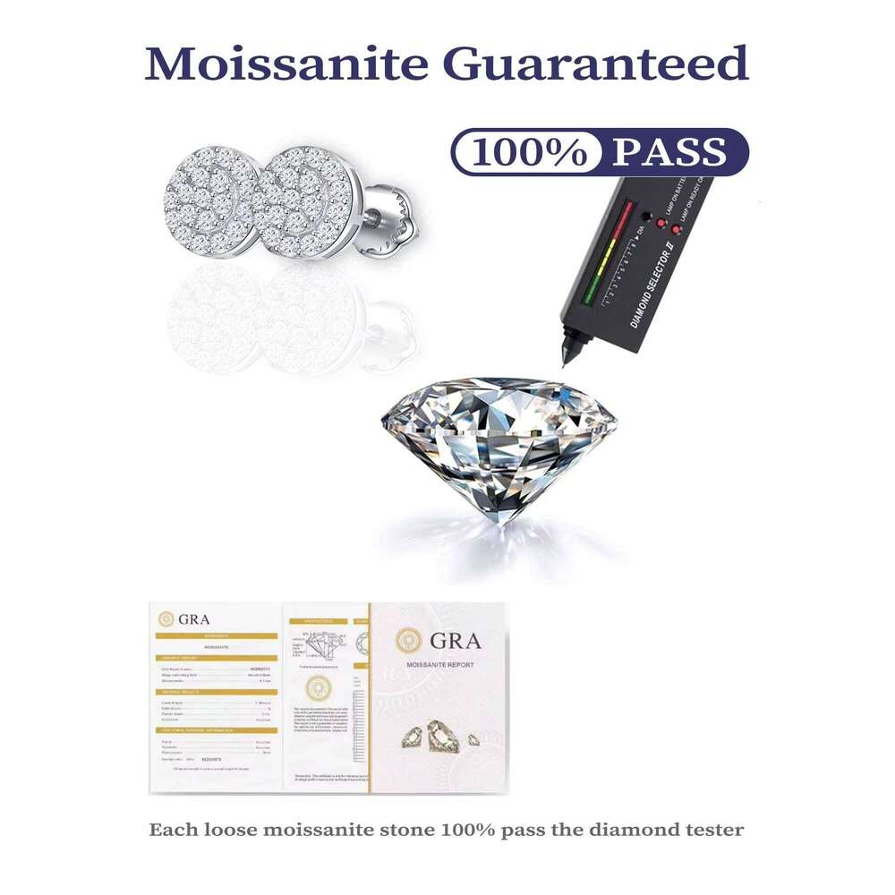 Guangzhou Luxury Rhodium S925 Sterling Silver Fine Lab Grown Diamond VVS Moissanite Custom Round Women Stud Earrings