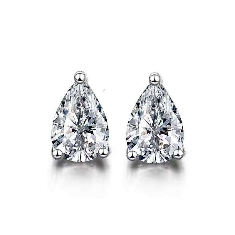 Wholesale Silver Elegant Fine Gemstone Luxury Diamond Emerald Cut 1Ct Moissanite Stud Earrings