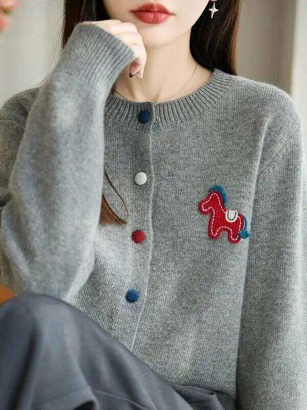 Knitted Sweater Round Ne Open Cardigan Women's Loose Woolen Designer Fashion Coat Casual Sle Long Sve Winter Top
