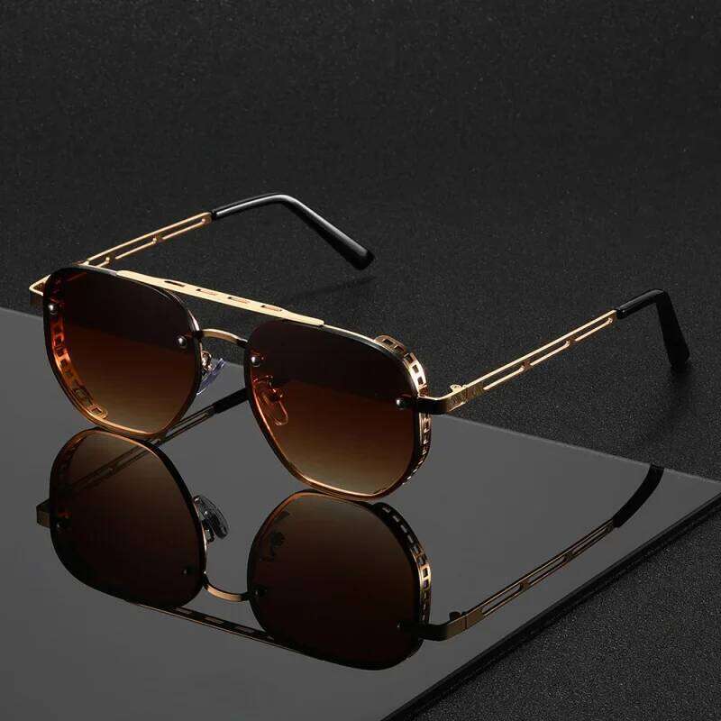 Classic Men Fashionable Double Beam Metal Sunglasses High End Simple And Versatile Sun Glasses Fashion Women's Eyewear Y260207