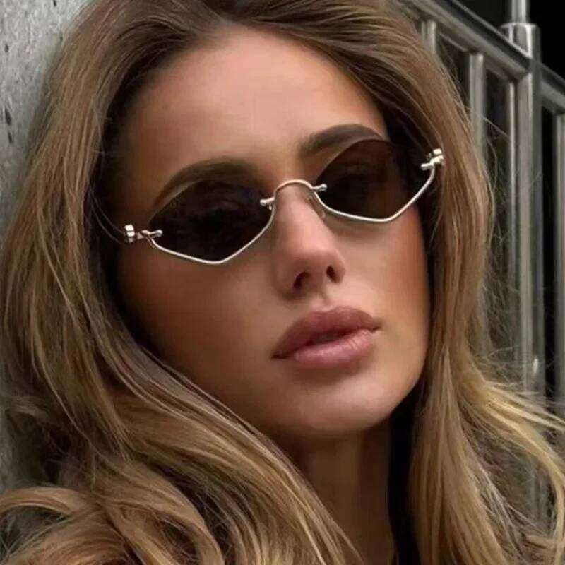 Metal Women Simple Trend Men 2025 New Half Diamond Shaped Dopamine Small Frame Outdoor Sunglasses Y260207